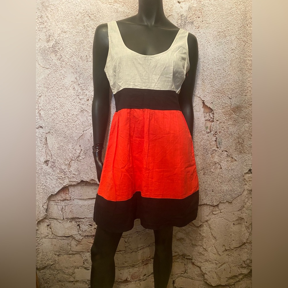BB Dakota Colour Block Lined Linen Dress